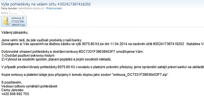 Ukázka e-mailu