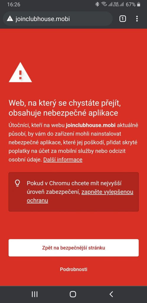 ESET před stránkou s falešnou aplikací varuje