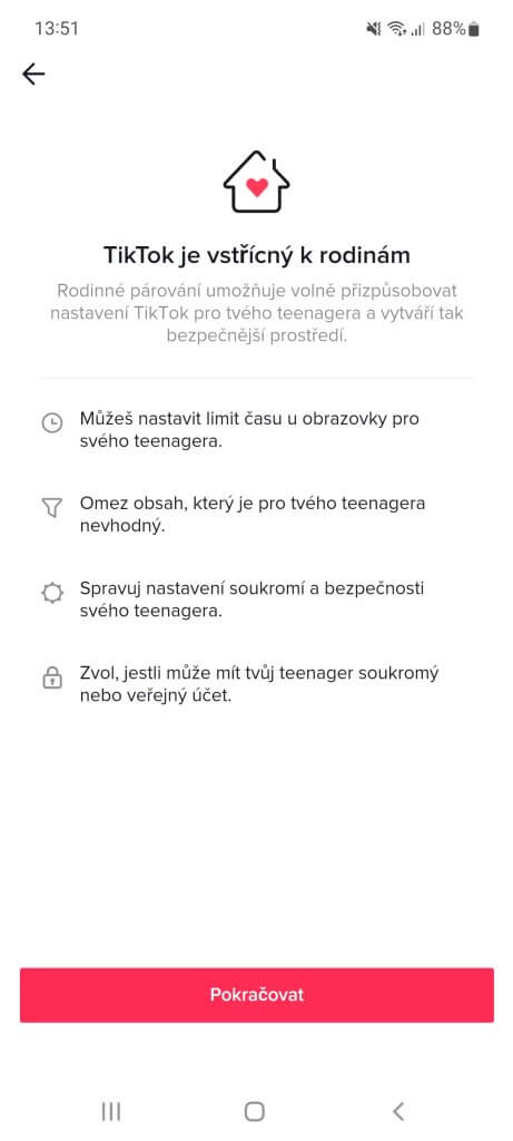 Funkce Rodinné párování umožní nastavit určité limity u účtů vašich dětí na TikToku.