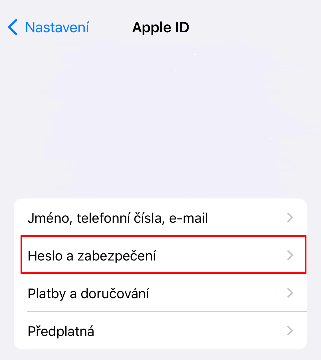 zabezpečení účtu Apple ID