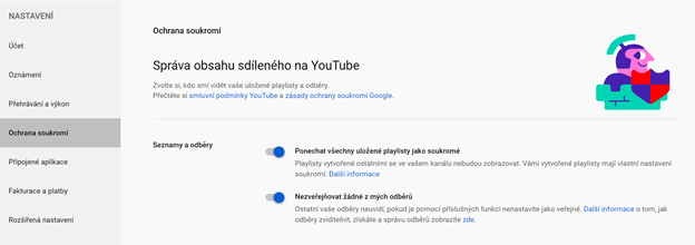 Jak nastavit soukromí v dětském účtu na YouTube
