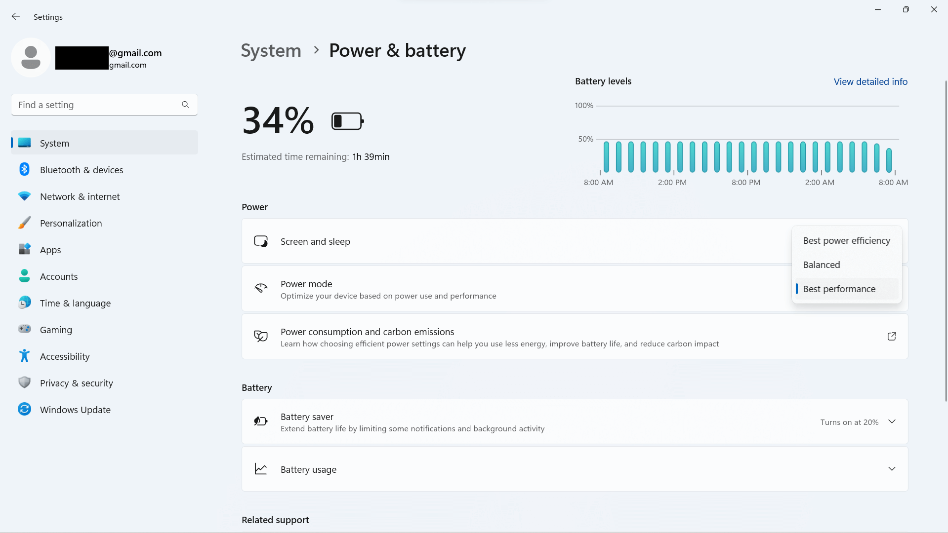 Ve Windows 11 najdete pokročilé nastavení baterie počítače