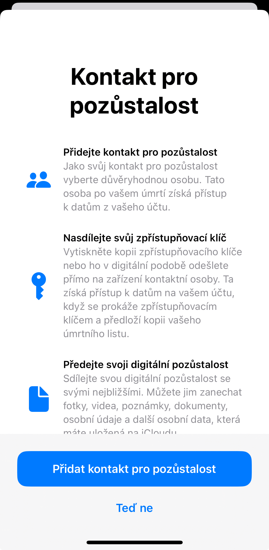 spravujte své digitální dědictví díky Apple ID