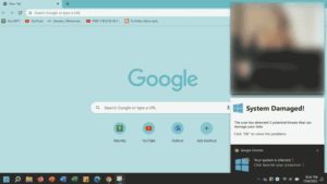Příklad falešného vyskakovacího okna, které se vydává za zprávu od Microsoftu.